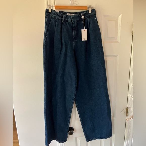 NWT Good American 90S PLEATED DENIM TROUSERS Indigo724 - Picture 3 of 11
